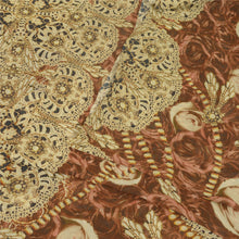 Load image into Gallery viewer, Sanskriti Vintage Sarees Brown/Ivory Digital Printed Pure Georgette Sari Fabric
