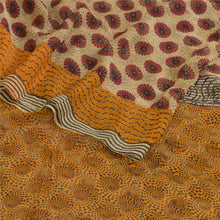 Load image into Gallery viewer, Sanskriti Vintage Sarees Ivory Pure Chiffon Silk Printed Sari Soft Craft Fabric
