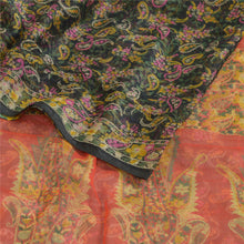 Load image into Gallery viewer, Sanskriti Vintage Sarees Indian Black/Red Chiffon Printed Sari 5yd Craft Fabric

