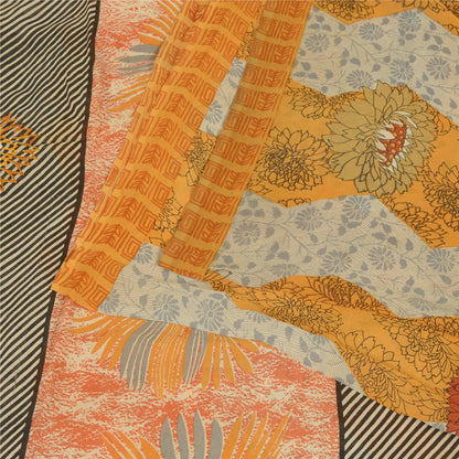 Sanskriti Vintage Sarees Multicolor Pure Georgette Silk Print Sari Craft Sustainable Fabric