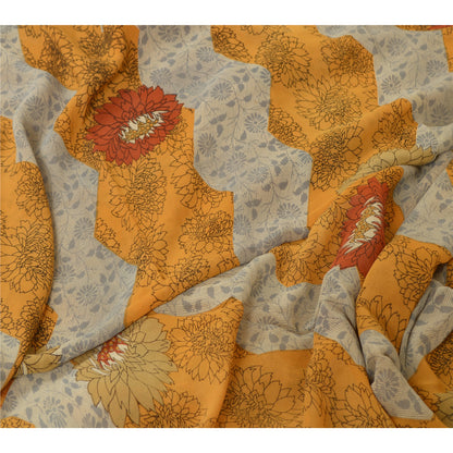 Sanskriti Vintage Sarees Multicolor Pure Georgette Silk Print Sari Craft Sustainable Fabric