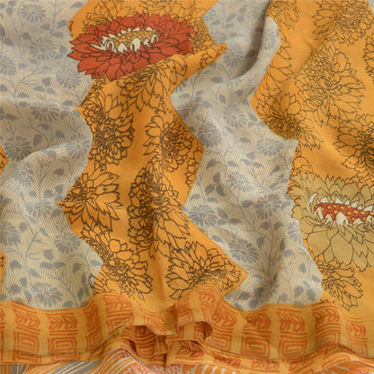 Sanskriti Vintage Sarees Multicolor Pure Georgette Silk Print Sari Craft Sustainable Fabric