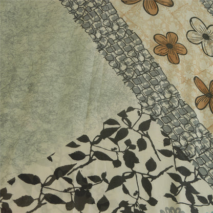 Sanskriti Vintage Sarees Light-Sea-Green Pure Georgette Silk Print Sari Sustainable Fabric