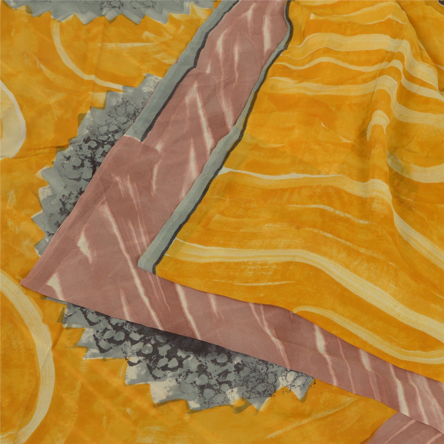 Sanskriti Vintage Sarees Multi Printed Pure Georgette Silk Sari Craft Sustainable Fabric