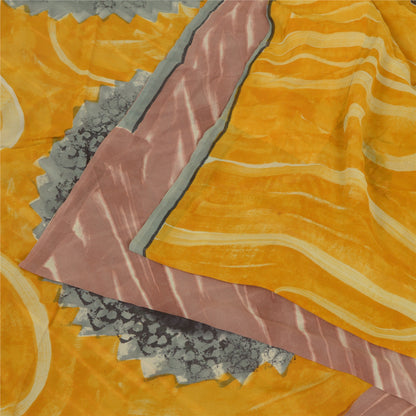 Sanskriti Vintage Sarees Multi Printed Pure Georgette Silk Sari Craft Sustainable Fabric