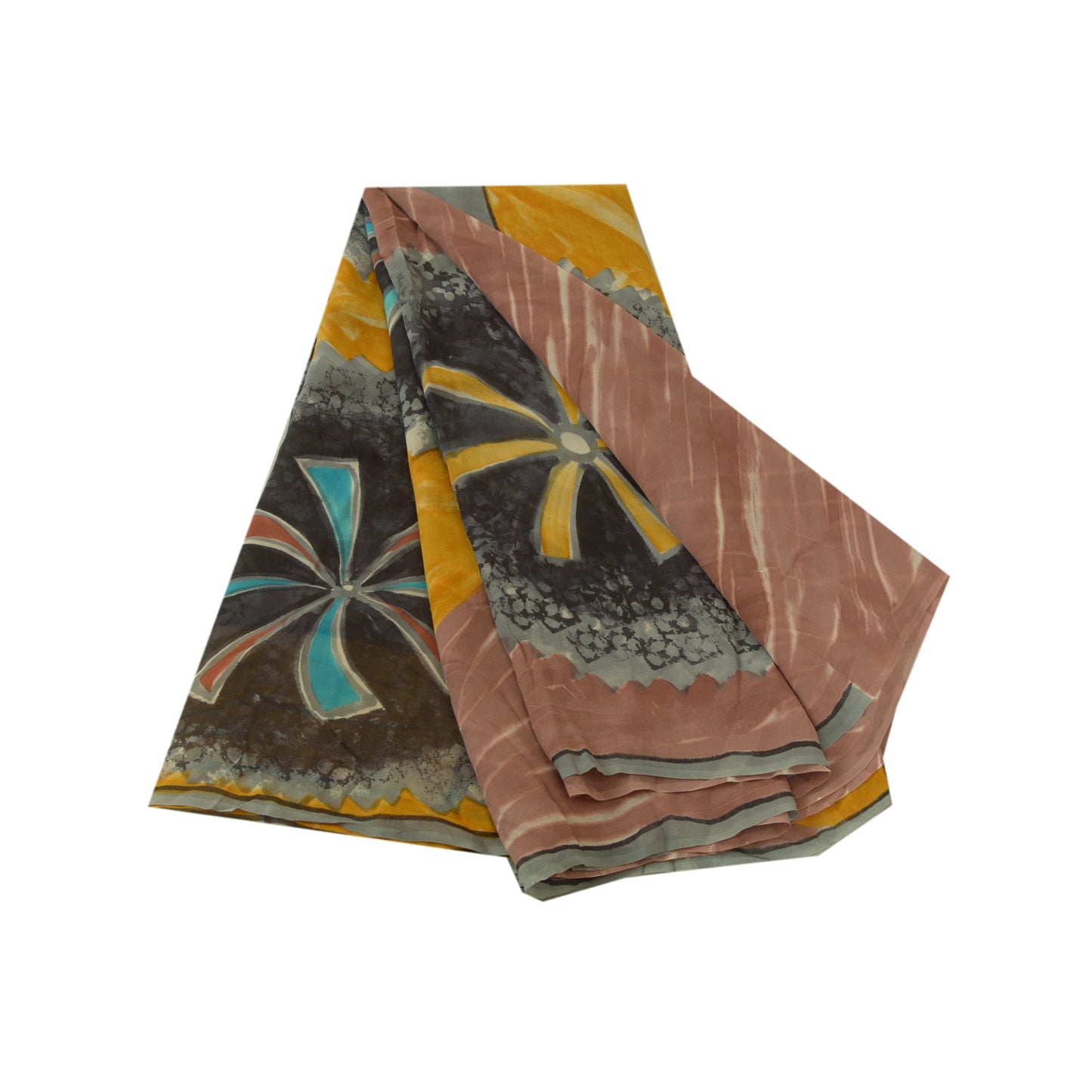 Sanskriti Vintage Sarees Multi Printed Pure Georgette Silk Sari Craft Sustainable Fabric