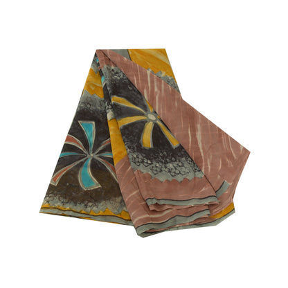 Sanskriti Vintage Sarees Multi Printed Pure Georgette Silk Sari Craft Sustainable Fabric