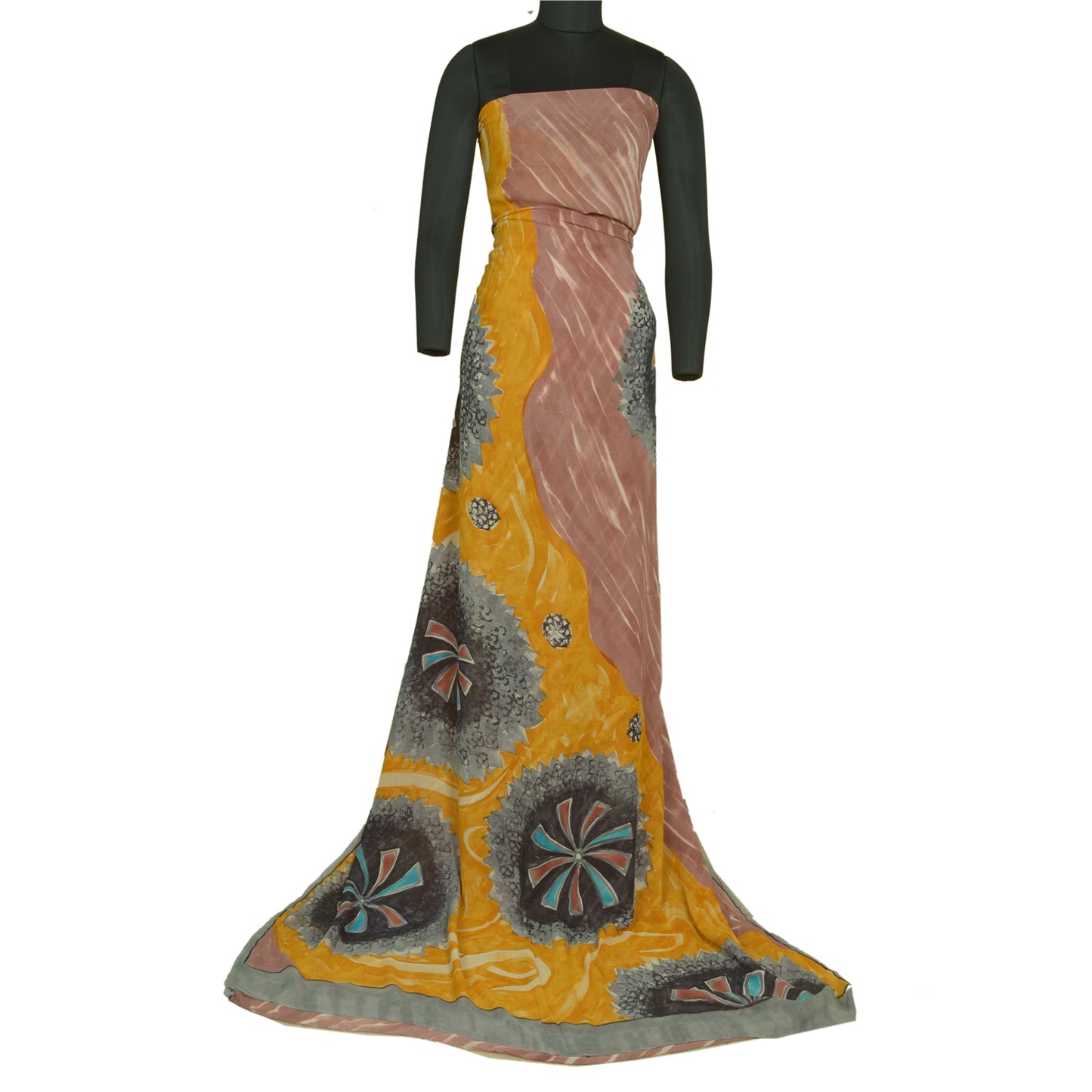 Sanskriti Vintage Sarees Multi Printed Pure Georgette Silk Sari Craft Sustainable Fabric