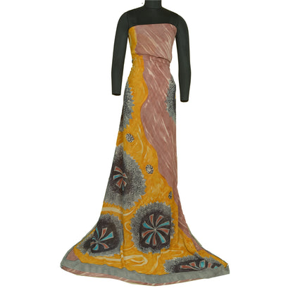 Sanskriti Vintage Sarees Multi Printed Pure Georgette Silk Sari Craft Sustainable Fabric