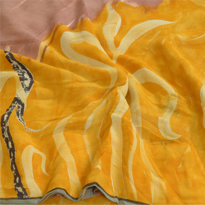 Sanskriti Vintage Sarees Multi Printed Pure Georgette Silk Sari Craft Sustainable Fabric