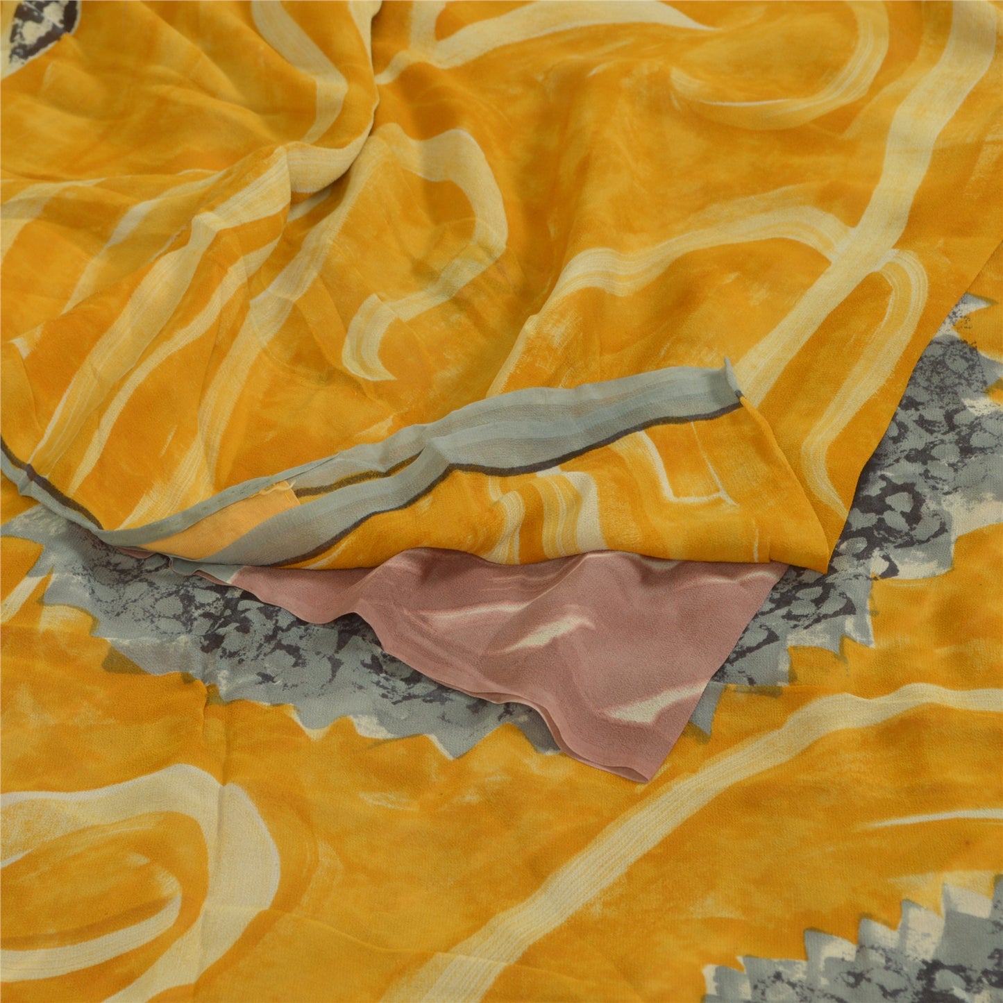 Sanskriti Vintage Sarees Multi Printed Pure Georgette Silk Sari Craft Sustainable Fabric