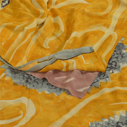 Sanskriti Vintage Sarees Multi Printed Pure Georgette Silk Sari Craft Sustainable Fabric