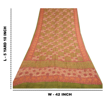 Sanskriti Vintage Sarees Multi Pure Georgette Silk Printed Sari 5yd Craft Sustainable Fabric