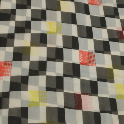 Sanskriti Vintage Sarees Multi Georgette Printed Sari 5yd Craft Sustainable Fabric