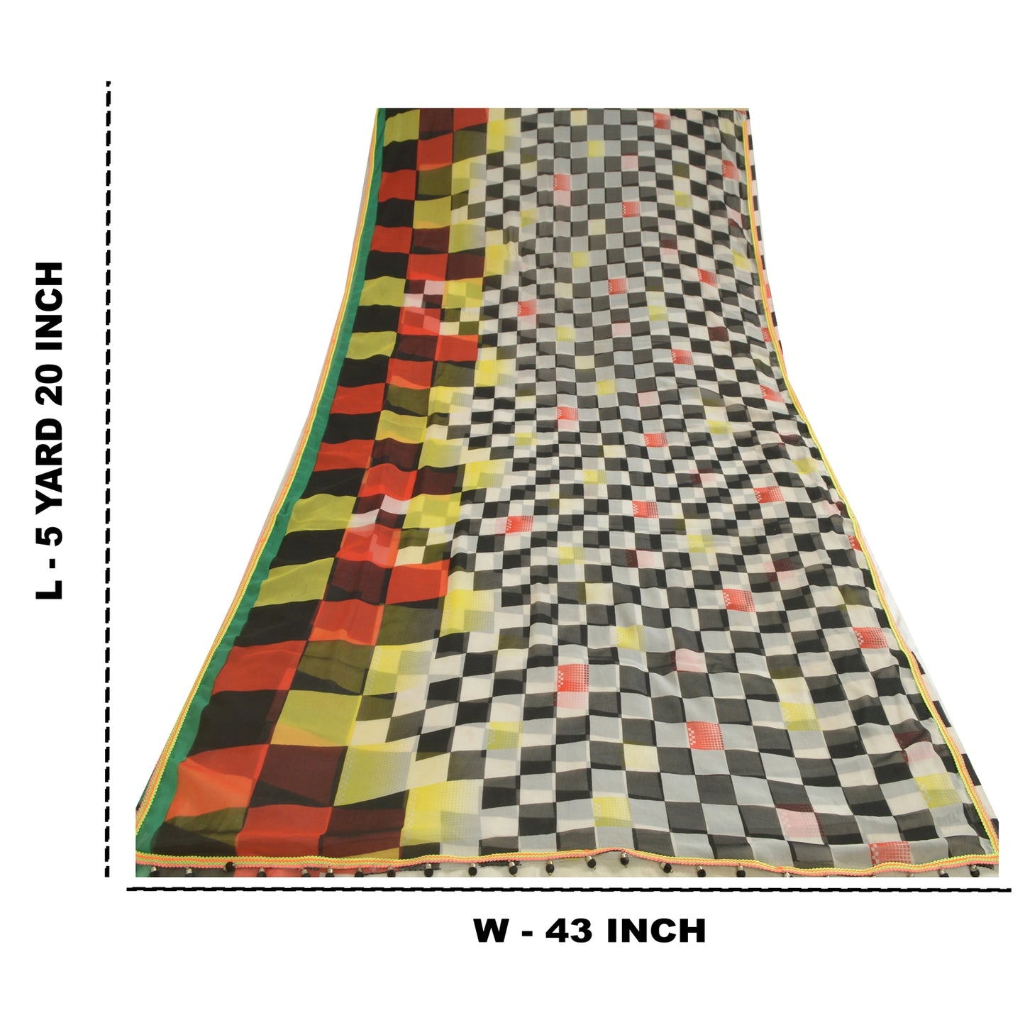 Sanskriti Vintage Sarees Multi Georgette Printed Sari 5yd Craft Sustainable Fabric