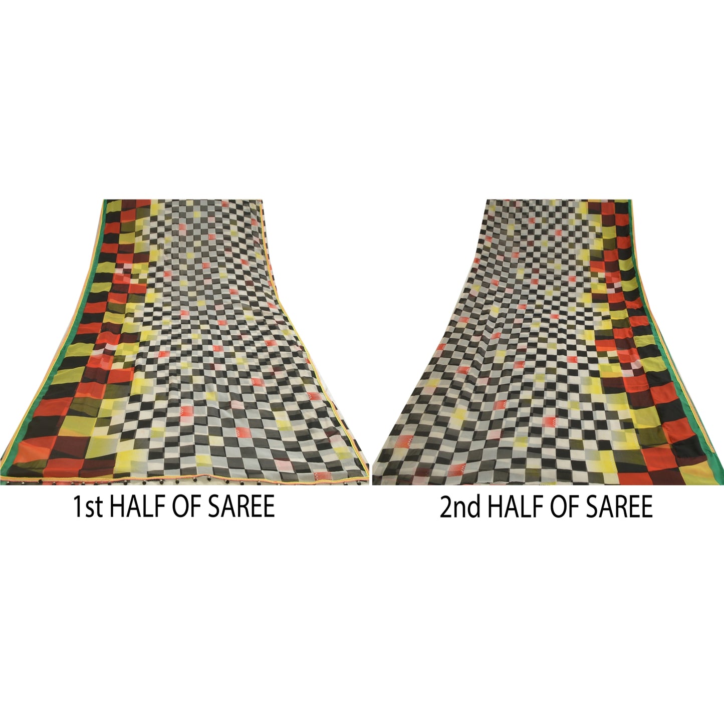 Sanskriti Vintage Sarees Multi Georgette Printed Sari 5yd Craft Sustainable Fabric