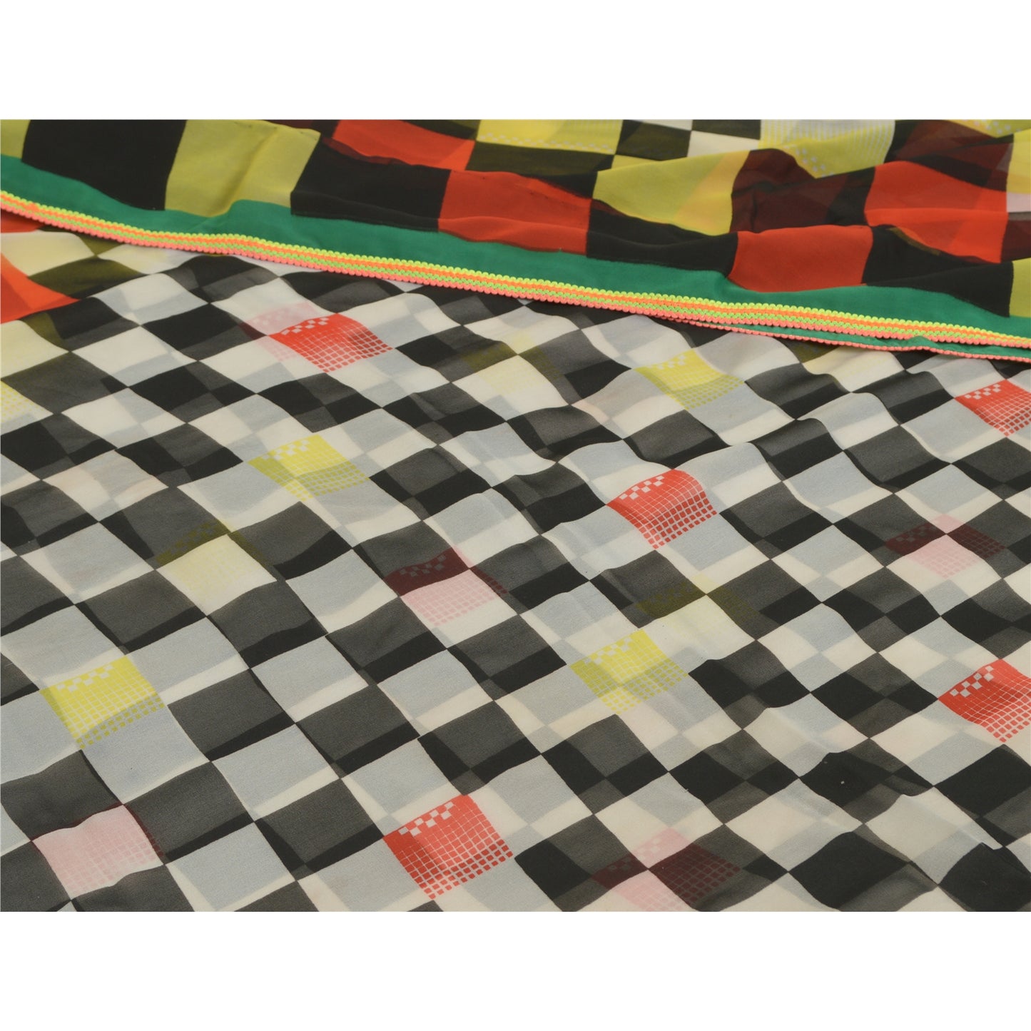 Sanskriti Vintage Sarees Multi Georgette Printed Sari 5yd Craft Sustainable Fabric