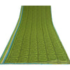 Sanskriti Vintage Sarees Green Warli Art Printed Georgette Sari 5yd Craft Sustainable Fabric