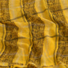 Sanskriti Vintage Sarees Indian Yellow/Black Printed Georgette Sari Craft Sustainable Fabric