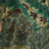Sanskriti Vintage Sarees Green/Brown Pure Georgette Silk Print Sari Craft Sustainable Fabric