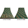 Sanskriti Vintage Sarees Green/Brown Pure Georgette Silk Print Sari Craft Sustainable Fabric