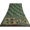 Sanskriti Vintage Sarees Green/Brown Pure Georgette Silk Print Sari Craft Sustainable Fabric