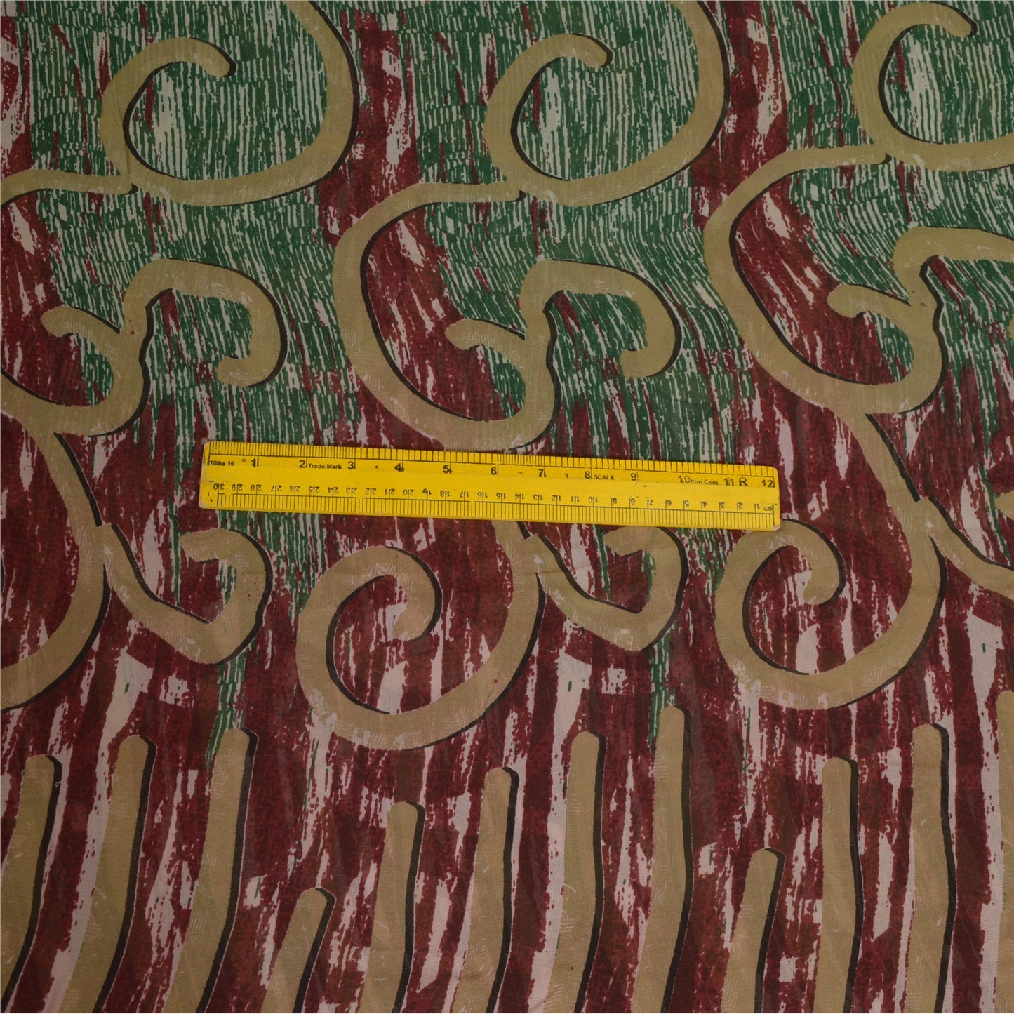 Сари в винтажном стиле на санскрите, зеленое/красное, чистый шелк жоржет, напечатанное сари, ремесло, устойчивая ткань