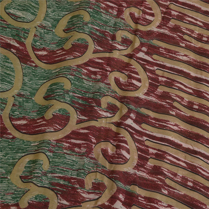 Сари в винтажном стиле на санскрите, зеленое/красное, чистый шелк жоржет, напечатанное сари, ремесло, устойчивая ткань