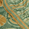 Sanskriti Vintage Sarees Green/Orange Pure Georgette Silk Print Sari CraftSustainable Fabric