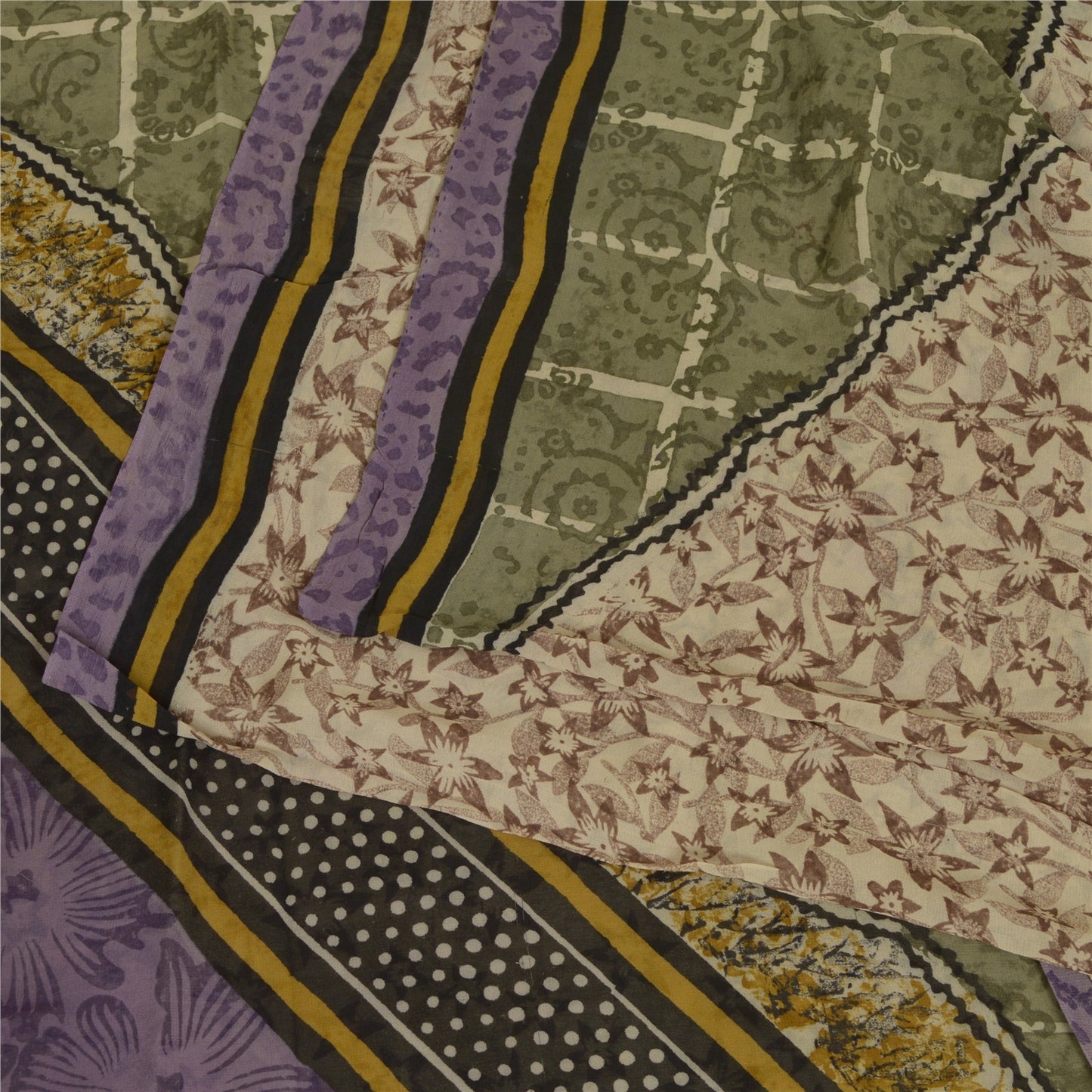 Сари из натурального шелка Sanskriti Vintage, многослойное сари из чистого жоржета, 5 ярдов, ткань для рукоделия, устойчивая к истиранию