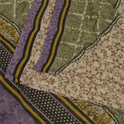 Сари из натурального шелка Sanskriti Vintage, многослойное сари из чистого жоржета, 5 ярдов, ткань для рукоделия, устойчивая к истиранию