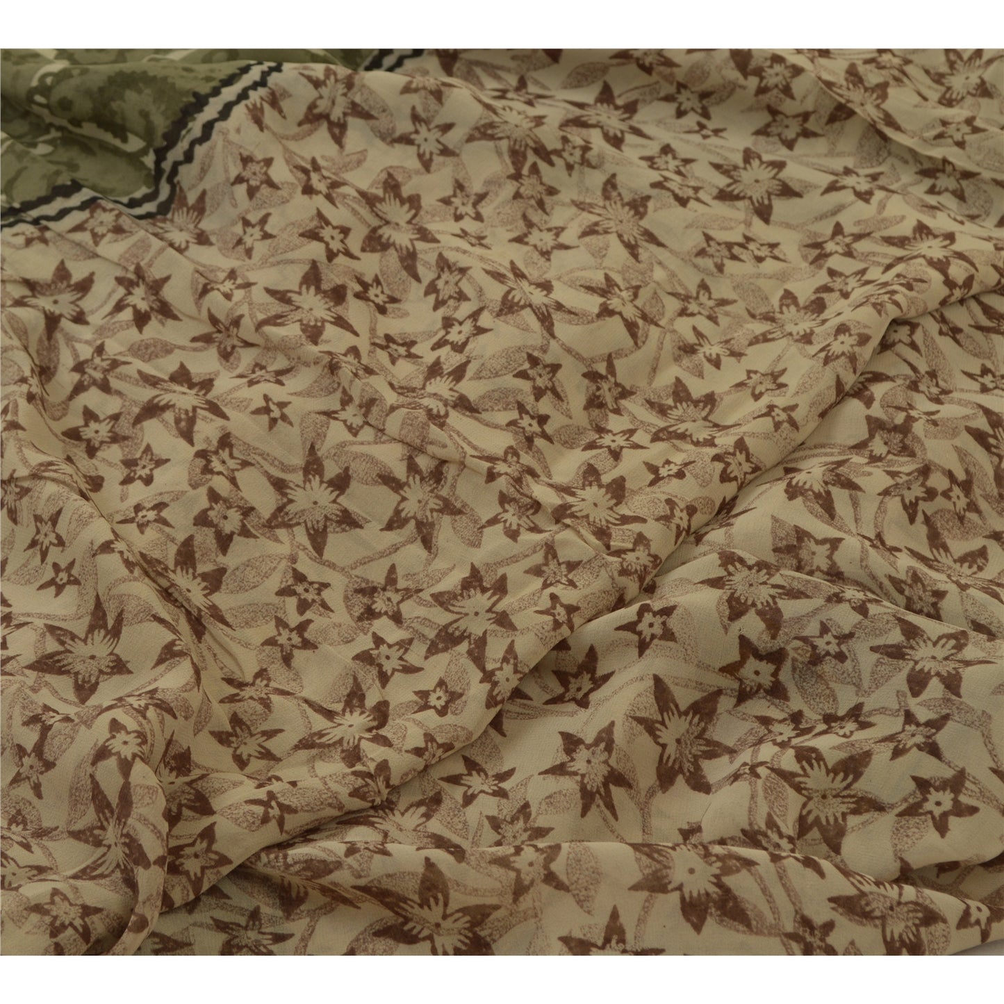 Сари из натурального шелка Sanskriti Vintage, многослойное сари из чистого жоржета, 5 ярдов, ткань для рукоделия, устойчивая к истиранию