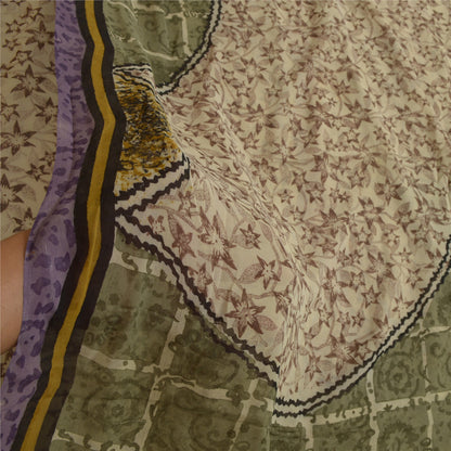 Сари из натурального шелка Sanskriti Vintage, многослойное сари из чистого жоржета, 5 ярдов, ткань для рукоделия, устойчивая к истиранию