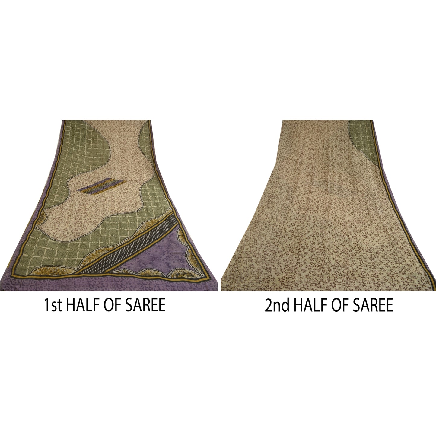 Сари из натурального шелка Sanskriti Vintage, многослойное сари из чистого жоржета, 5 ярдов, ткань для рукоделия, устойчивая к истиранию