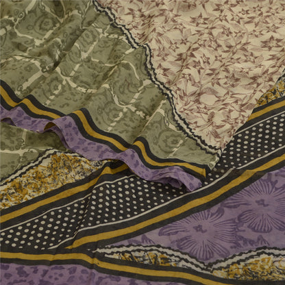 Сари из натурального шелка Sanskriti Vintage, многослойное сари из чистого жоржета, 5 ярдов, ткань для рукоделия, устойчивая к истиранию