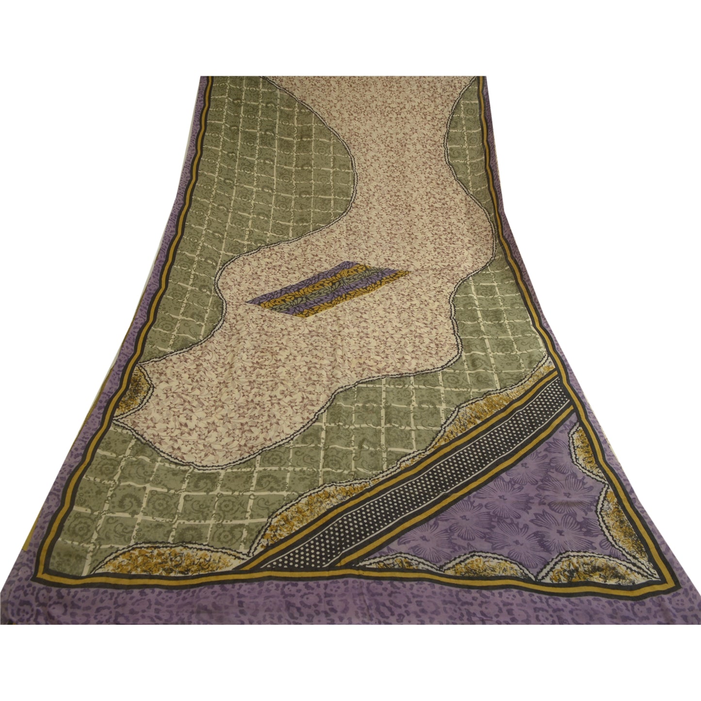 Сари из натурального шелка Sanskriti Vintage, многослойное сари из чистого жоржета, 5 ярдов, ткань для рукоделия, устойчивая к истиранию