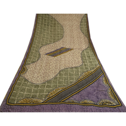 Сари из натурального шелка Sanskriti Vintage, многослойное сари из чистого жоржета, 5 ярдов, ткань для рукоделия, устойчивая к истиранию