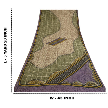 Сари из натурального шелка Sanskriti Vintage, многослойное сари из чистого жоржета, 5 ярдов, ткань для рукоделия, устойчивая к истиранию