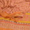 Sanskriti Vintage Sarees Orange Hand Block Print Pure Georgette Silk Sari Sustainable Fabric