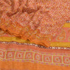 Sanskriti Vintage Sarees Orange Hand Block Print Pure Georgette Silk Sari Sustainable Fabric