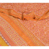 Sanskriti Vintage Sarees Orange Hand Block Print Pure Georgette Silk Sari Sustainable Fabric