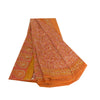 Sanskriti Vintage Sarees Orange Hand Block Print Pure Georgette Silk Sari Sustainable Fabric