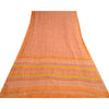 Sanskriti Vintage Sarees Orange Hand Block Print Pure Georgette Silk Sari Sustainable Fabric
