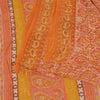 Sanskriti Vintage Sarees Orange Hand Block Print Pure Georgette Silk Sari Sustainable Fabric