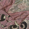 Sanskriti Vintage Sarees Mauve/Black Printed Pure Georgette Silk Sari 6yd Sustainable Fabric