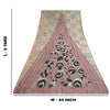 Sanskriti Vintage Sarees Mauve/Black Printed Pure Georgette Silk Sari 6yd Sustainable Fabric