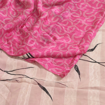 Sanskriti Vintage Sarees Pink Pure Georgette Silk Print Woven Sari Craft Sustainable Fabric
