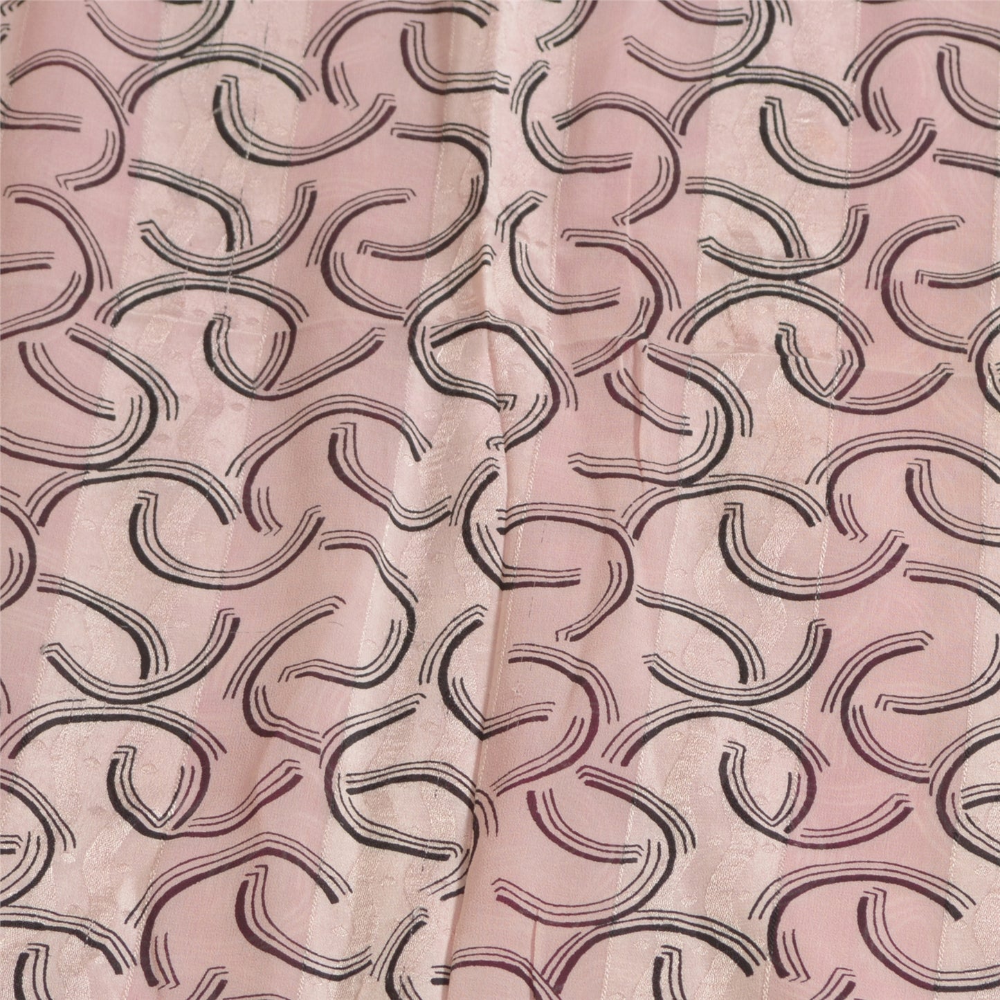 Sanskriti Vintage Sarees Pink Pure Georgette Silk Print Woven Sari Craft Sustainable Fabric