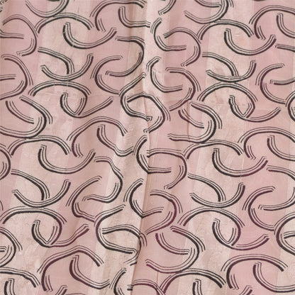 Sanskriti Vintage Sarees Pink Pure Georgette Silk Print Woven Sari Craft Sustainable Fabric