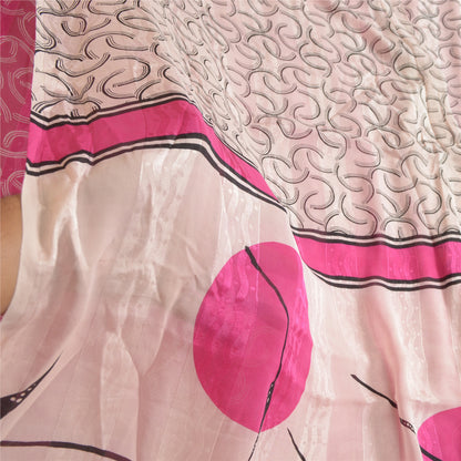 Sanskriti Vintage Sarees Pink Pure Georgette Silk Print Woven Sari Craft Sustainable Fabric